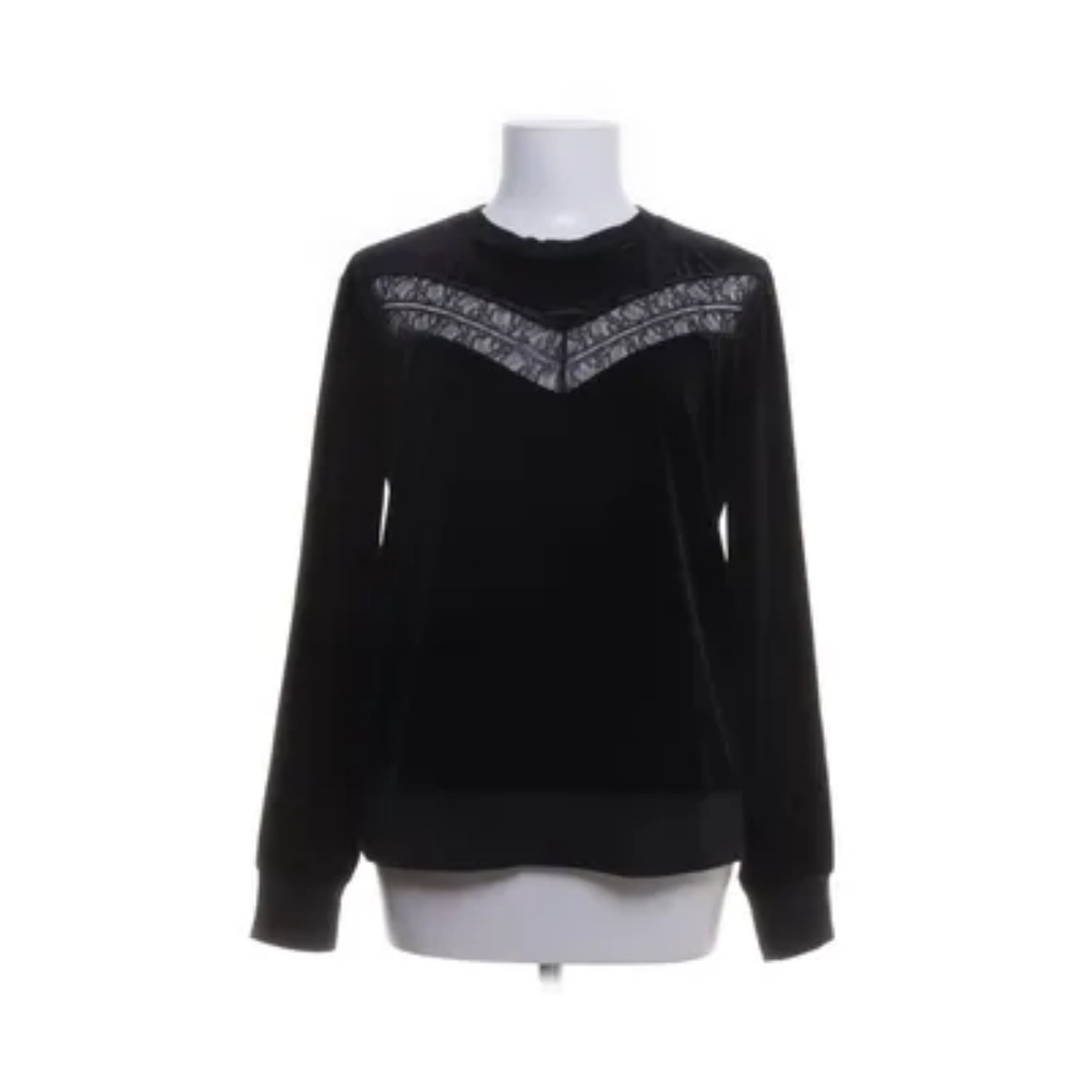 Lauren Ralph Lauren Womens Top Blouse Sz S Black Velvet Goth Chic‎ Long Sleeve